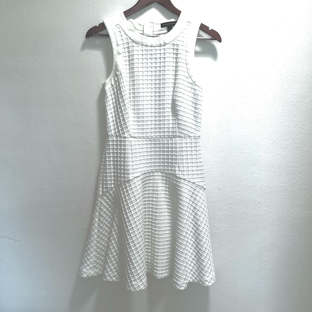 Banana Republic Square Jacquard Fit & Flare Ivory Dress / Size 4